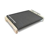 LUNA WAY CAST IRON - Poêle grill en fonte double vitrage | Utilisation sur feu ouvert et cuisines | Cuisson saine | Grille 50 x 40 cm + support pour servir