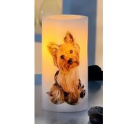Luna24 Lot de 2 bougies LED décoratives sans flamme à piles Motif chiot Yorkshire Terrier Golden Retriever Beagle