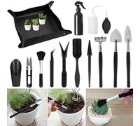 Lunaanda Kit d'Outils de Jardinage, 100x100cm Tapis de Jardinage Pliable et 13 Pièces Mini Outils de Jardin Intérieur pour Plantes Succulentes Transplantation, Kit d'Outils pour Bonsai Miniatures
