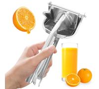Lunaanda Presse-citron manuel en acier inoxydable - Presse à la main - Presse à la main - Presse-agrumes - Extracteur de jus de citron, orange, citron vert, pour un usage domestique, argenté