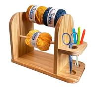 Lunaanda Support à Laine en Bois Double, Porte-Fil et Porte-Bobine Double Réversible en Bois, Dérouleur de Laine Support de Pelote Laine avec Organisateur Latéral pour Fournitures Crochet et Tricot