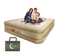 LunaDream Matelas gonflable avec pompe portable intégrée pour la maison et le camping - Matelas gonflable surélevé de 40,6 cm - Durable, imperméable, lit robuste avec sac de transport (kaki, grand lit