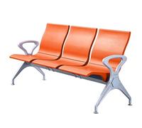 LUNAIZHUO Banc D'attente 3 Places, Banc d'accueil en Métal, Mobilier de Salle D'attente en Similicuir, Chaises de Hall avec Accoudoirs et Dossiers pour Clinique, Aéroport, Hôpital, Banque(Orange)