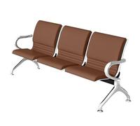LUNAIZHUO Banc de Salle D'attente, Chaises de Réception 3 Places, Mobilier d'accueil en Similicuir avec Accoudoirs et Dossier pour Bureaux, Hôpitaux, Aéroports, Banques et Halls D'entrée(Brown)