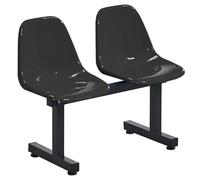 LUNAIZHUO Chaises de Salle D'attente, Banc Extérieur 2 Places, Siège Monobloc en Plastique, Chaises d'accueil pour Bureaux, Stades, Écoles, Terrains de Basket, Parcs, Places, Arrêts de Bus(Black)
