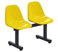 LUNAIZHUO Chaises de Salle D'attente, Banc Extérieur 2 Places, Siège Monobloc en Plastique, Chaises d'accueil pour Bureaux, Stades, Écoles, Terrains de Basket, Parcs, Places, Arrêts de Bus(Yellow)