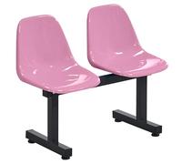 LUNAIZHUO Chaises de Salle D'attente, Banc Extérieur 2 Places, Siège Monobloc en Plastique, Chaises d'accueil pour Bureaux, Stades, Écoles, Terrains de Basket, Parcs, Places, Arrêts de Bus(Pink)
