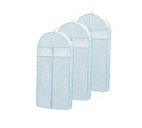 LUNAIZHUO Housse Vetement pour Le Rangement et Le Voyage, Housse Manteau en Tissu Non Tissé avec Fermeture Éclair et Fenêtre Transparente, Lot de 3(Blue,58x125cm/23x49in)