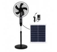 LUNAIZHUO Solar Standing Fan with Solar Panel, 17.7" Oscillating Fan with LED Light Adjustable Height for Outdoor Camping, Home Power Outage, Patio, Off-Grid Living(Black)