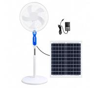 LUNAIZHUO Solar Standing Fan with Solar Panel, 17.7" Oscillating Fan with LED Light Adjustable Height for Outdoor Camping, Home Power Outage, Patio, Off-Grid Living(White)