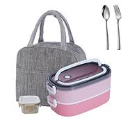 LUNALING Boîte à lunch étanche à double couche,Lunch Box, adaptée à l'emballage du déjeuner et à la préparation des repas travail-école-extérieur, sac isolant, boîte à lunch Micro-ondes