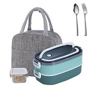 LUNALING Boîte à lunch étanche à double couche,Lunch Box, adaptée à l'emballage du déjeuner et à la préparation des repas travail-école-extérieur, sac isolant, boîte à lunch Micro-ondes