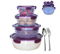 LUNALING Ensemble de récipients alimentaires. Containers de conservation des aliments scellée en 4 pièces. salade/desserts/Boîte à bento peut être micro-ondes et réfrigérée.