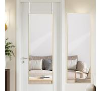 LunaMirror 127x41 cm Miroir au-dessus de la porte avec crochet Or Cadre en alliage d'aluminium à longueur complète Miroir de porte suspendu mural pour chambre à coucher, salle de bain, dortoir monté