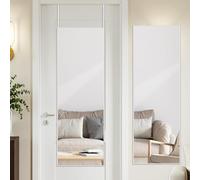 LunaMirror 127x41 cm Miroir au-dessus de la porte avec support en alliage d'aluminium blanc, miroir de porte complet à suspendre et à fixer au mur pour chambre, salle de bain, dortoir