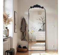 LunaMirror Filigree Miroir sur pied 146 x 44 cm pleine longueur vintage Sierlijke Gesneden Applicatie Rétro Décoration d'intérieur mural Woonkamer Slaapkamer Hal Entree, noir