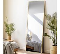 LunaMirror Miroir Intégral 161 x 52 cm Rettangolare Miroir sur Pied Grand Miroir À Poser au Sol pour Chambre à Coucher, Salon et entrée, Verre Trempé, Cadre en Alliage d’Aluminium Doré