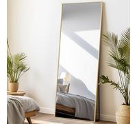 LunaMirror Miroir Intégral 165 x 60 cm Rettangolare Miroir sur Pied Grand Miroir À Poser au Sol pour Chambre à Coucher, Salon et entrée, Verre Trempé, Cadre en Alliage d’Aluminium Doré