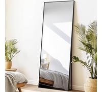 LunaMirror Miroir Intégral 165 x 60 cm Rettangolare Miroir sur Pied Grand Miroir À Poser au Sol pour Chambre à Coucher, Salon et entrée, Verre Trempé, Cadre en Alliage d’Aluminium Noir