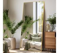 LunaMirror Miroir Intégral 192 x 85 cm Rettangolare Miroir sur Pied Grand Miroir À Poser au Sol pour Chambre à Coucher, Salon et entrée, Verre Trempé, Cadre en Alliage d’Aluminium Doré
