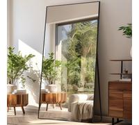 LunaMirror Miroir Intégral 192 x 85 cm Rettangolare Miroir sur Pied Grand Miroir À Poser au Sol pour Chambre à Coucher, Salon et entrée, Verre Trempé, Cadre en Alliage d’Aluminium Noir
