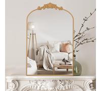 LunaMirror Miroir mural en filigrane 117 x 56 cm avec applique vintage sculptée à suspendre pour salon, chambre à coucher, couloir, entrée, doré