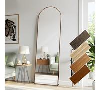 LunaMirror Miroir pleine longueur 44 x 146 cm avec cadre en aluminium marron rougeâtre rétro aspect bois sur pied Miroir mural pour chambre à coucher, salon et couloir