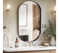 LunaMirror Miroirs Muraux Ovale 60 x 90 cm Noir Boîte d'ombre Cadre en Aluminium Miroir de Salle de Bain, Horizontal/Vertical Mural Suspendu pour Chambre à Coucher, Salon, Couloir, Wall Mirror