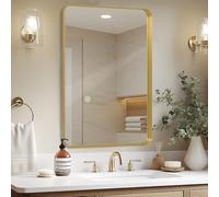 LunaMirror Miroirs Muraux Rettangolare 60 x 90 cm Or Boîte d'ombre Cadre en Aluminium Miroir de Salle de Bain Horizontal/Vertical Mural Suspendu pour Chambre à Coucher, Salon, Couloir, Wall Mirror