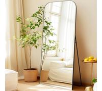 LunaMirror Miroirs plein pied surdimensionnés grands miroir sur pied libre miroir corps entier montage mural pour chambre à coucher, salon et couloir, cadre en aluminium noir, 192 x 85 cm