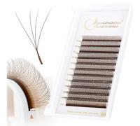 Lunamoon 4D Extension Cils Bruns W Cils Préfait Bouquet(4D-0.07-D-Mix8-15) | WW Cils Bruns,Volume Russe,Premade Fans Lash Extension,Naturel Wispy Léger Soie en Faux Cils,Cluster Lashes,Gagner du Temps