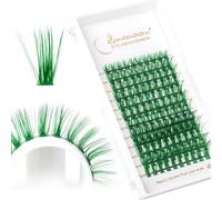Lunamoon Cluster Faux Cils 40D Cils en Grappes Cluster Cils Individuels DIY Extensions de Cils Volume Russian (40D-D-Green, Mix 8-15mm)