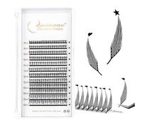 Lunamoon Extension Cils 3D Cils Russe Volume Cils Manga Eye Effet Premade Fans Eyelash Extensions de Cils pour le Cosplay (Heartstar-0.07-D, 8-15mm)