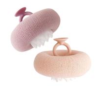 Lunaobrik Bath Sponge Sunflower Design | 2 in 1 Shower Loofah | 2 Pieces Suction Cup Mesh Scrubber Ball for Women Men Boys Bath Time Post-Workout Gym Travel Home Hotel Beach Spa