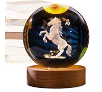 Lunaobrik Boule lumineuse | Décoration de Noël avec USB pour tables, boule avec figurine de cheval - Pour cafétérias, chambres d', chambres, cadeaux parents garçons filles