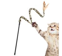 Lunaobrik Cat Interactive Magic Rod Toys-Cat Toy Magic, Catteur Mural pour Animaux de Compagnie interactif avec Plume | Magique de Teaser de Chat Motif léopard