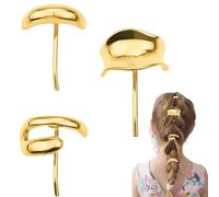 Lunaobrik Cravate à cheveux en métal, support pour cheveux en métal, boucles en queue de cheval haute - 3 pinces à cheveux avec support pour queue de cheval en métal, poignets décoratifs pour les