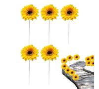 Lunaobrik Décor de tournesol pour l'extérieur, grèves de jardin de tournesol,Spring Decor Garden Stakes Metal Stick - 5x Bâton de fleur de paysage, décor de jardin d'art de jardin pour la décoration