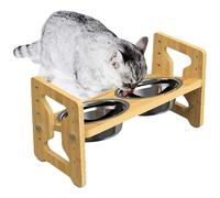 Lunaobrik Gamelles surélevées pour chien grand bol surélevé pour chien - Station d'alimentation surélevée réglable,Double mangeoire en bois inclinée réglable pour manger lentement et ergonomique