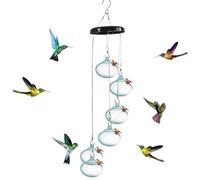 Lunaobrik Humming Bird Feeders - Set of 6 Hummingbird Water Drinking Wind Chimes,Tree Window Mount Garden Ornament Bird Feeder for Parks, Backyard, Patio