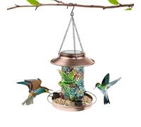 Lunaobrik Mangeoires d'oiseaux en plein air, mangeoire d'oiseaux, lanterne solaire extérieure pendante, décoration de jardin réutilisable, lumières de jardin amusantes pour balcon, cour