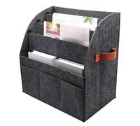 Lunaobrik Newspaper Holder | 4 Tier Felt Foldable Desk Basket | File Holder With 3 Pockets | For Home Living Room School Library Bookstore Cafe Dormitory Apartment