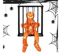 Lunaobrik Objet d'halloween Prisonnier - Parlante en Mouvement, Décoration De Prisonnier d'horreur | Figure Inquiérante en Cage, Acteur De Prison Hanté, Animatronique d'un Détenu Fantôme