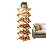 Lunaobrik Organisateur de chaussures d'entrée | étagère pliante à 6 étagères sans montage, étagère à chaussures en bois verticale à économie d'espace,pour salon, chambre, couloir, penderie, salle de