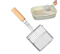 Lunaobrik Pelle pour chats - Tête plate métallique antiadhésive avec maille fine | Accessoire portable avec manche en bois et design innovant de poussée pour maisons chats