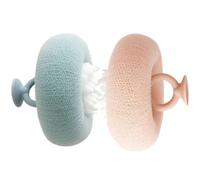 Lunaobrik Sponges for Body with Sunflower Type | 2 in Wash Sponge | 2 Pieces Suction Cup Mesh Scrubber Ball for Women Men Boys Bath Time Post-Workout Gym Travel Home Hotel Beach Spa