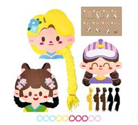 Lunaobrik Tressage de cheveux livre d'impression, filles impression livre tressé, tresse cheveux princesse occupés livre matériel d'enseignement, jouets de tri de compétences motrices jouets de tresse