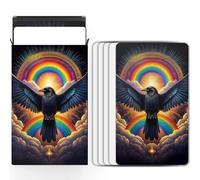 Lunaphora Jeu de tarot vierge avec motif au dos - Boîte de 80 cartes de tarot vierges personnalisables à personnaliser (7 x 12,1 cm) - Motif corbeau arc-en-ciel