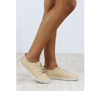 Lunar Lunar Cream St Ives Leather Plimsoll Shoes Cream EU 38 (UK 5)