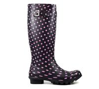 Lunar Women's Spot Welly Blue/Pink Wellingtons Boots ELW003 7 UK, 40 EU